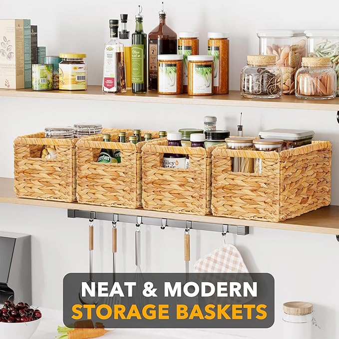 SpaceAid 4 Pack Wicker Basket, Storage Baskets - Image 2