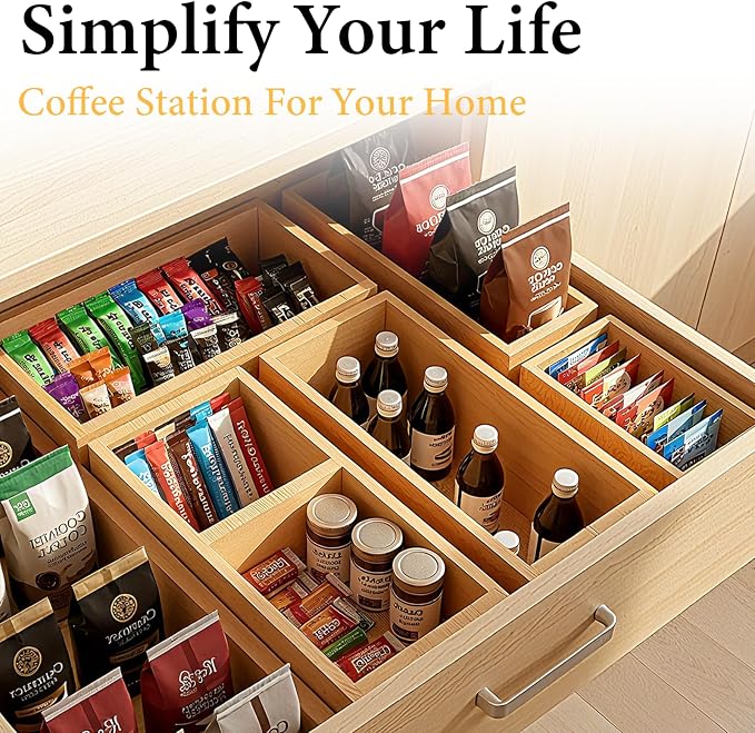 Bamboo Drawer Organizer 5 Pcs for Kitchen Multi-purpose Storage Dividers for - Image 6