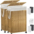 70L Slim Laundry Hamper with Lid & Wheels, 2-Park Rolling Laundry Basket with 4 by Hiagnete