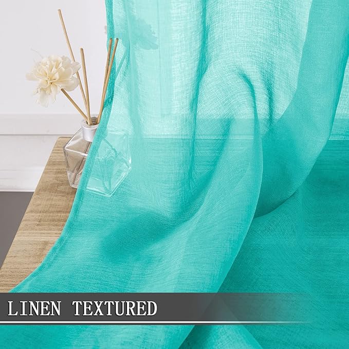 Tollpiz Sheer Curtains Linen Textured Bedroom Curtain Sheers Light Filtering - Image 2
