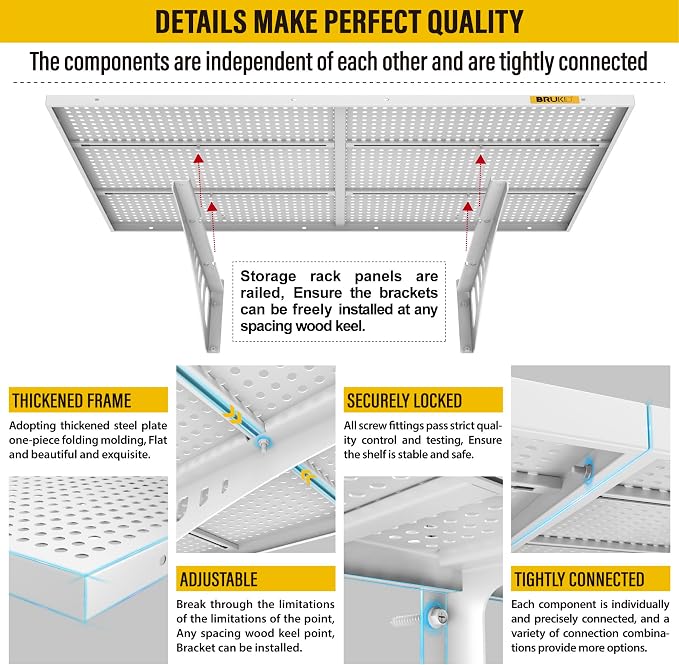 2Pack 2x3ft Adjustable Metal Garage Wall Shelving Heavy Duty Garage Storage - Image 5