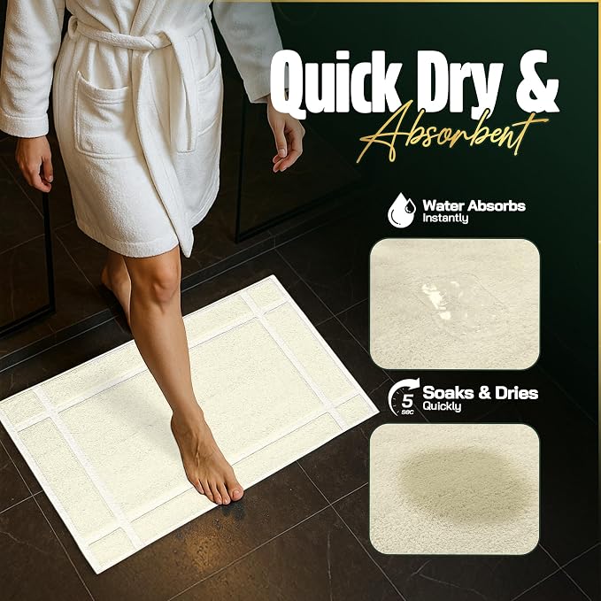 Pearl Linens Pack of 6 100% Cotton Bath Mat 20x30 inches, Soft & Absorbent - Image 5