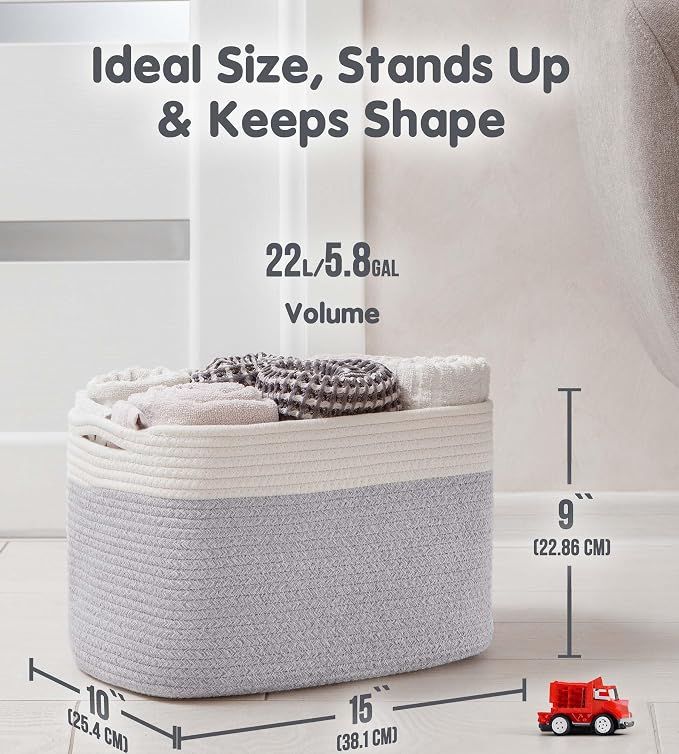 CHAT BLANC Cotton Rope Baskets for Organizing | Storage Baskets for Shelves | - Image 4