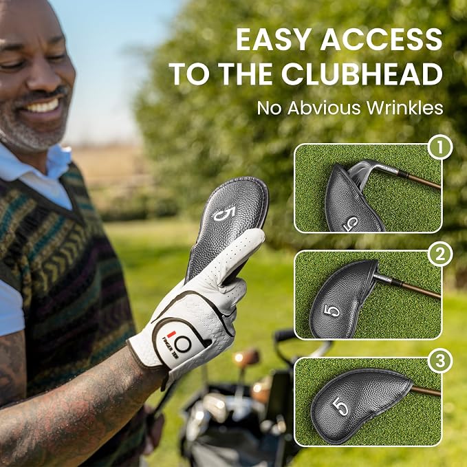 FINGER TEN Premium Synthetic Leather Stylish Iron & Wedge Golf Head Covers - Image 4