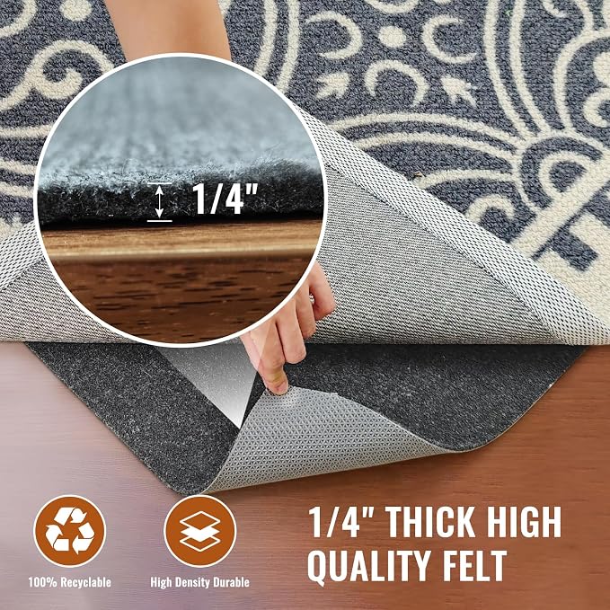 Felt Rug Pad, 8 x 10 Ft Rubber Non-Slip Rug Pad Gripper, Keep Rugs Secure and - Image 4