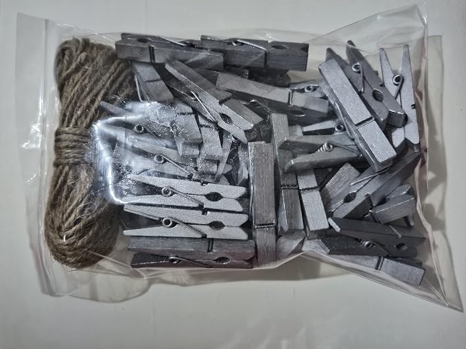 1.8 Inch Silver Wooden Clothespins Hold Picture Photo Clothesline Pins Hanging - Image 3