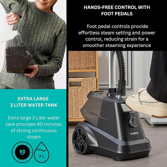 True & Tidy® Heavy-Duty Commercial Industrial Standing Garment Steamer - Image 5