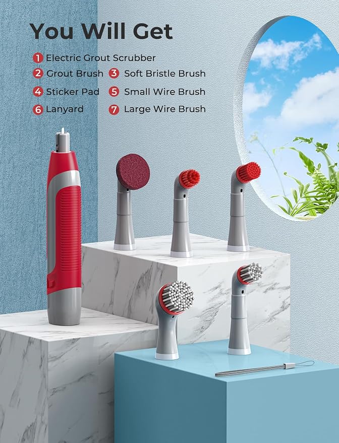 Sweepulire Electric Grout Brush, Battery Operated Power Scrubber - Image 7