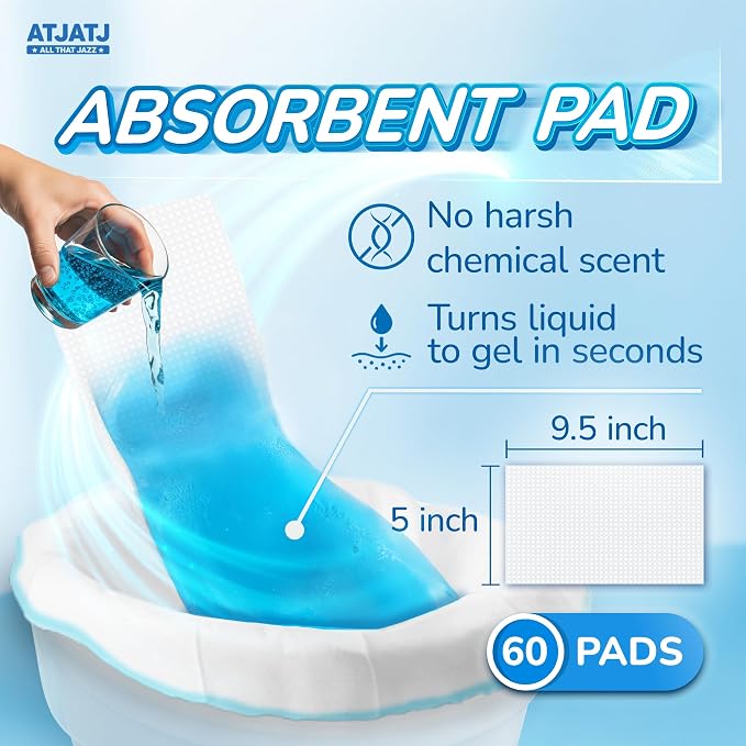 60 Packs Commode Liners With 60 Absorbent Pads, Leak-Proof Disposable Toilet - Image 3