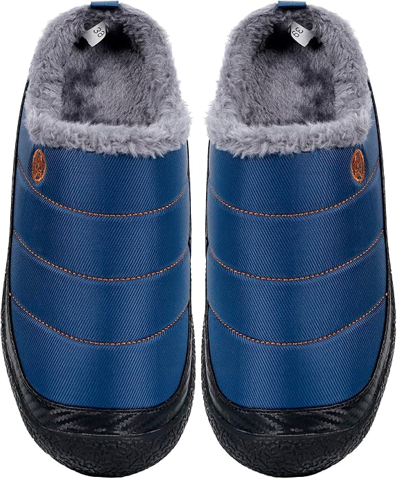 Womens Mens House Slippers Slip on Snow Winter Warm Fully Fur Lined Slippers - Image 6