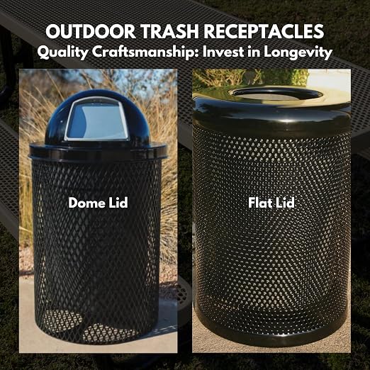 COATEDOUTDOORFURNITURE RFT-P-DBL Heavy Duty Round Trash Receptacle - Image 4