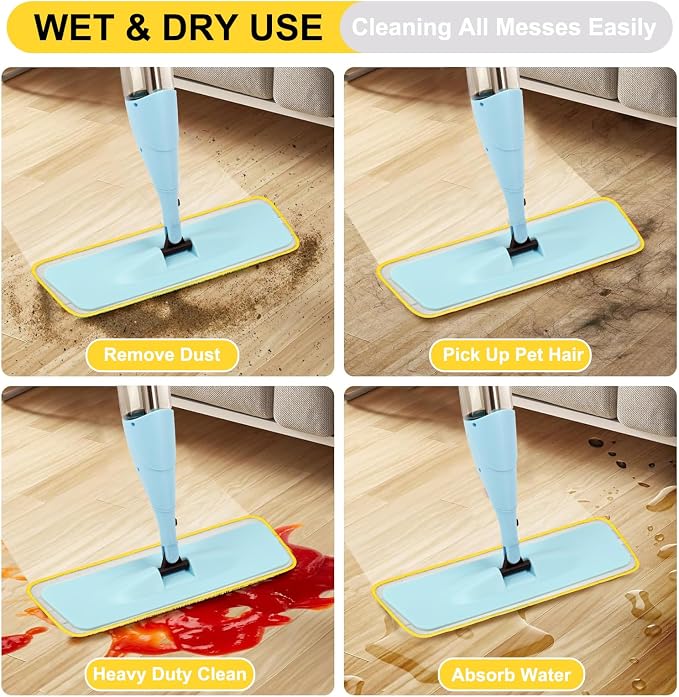 16.5 inch Reusable Mop Pads Microfiber Spray Mop Replacement Heads - Image 6
