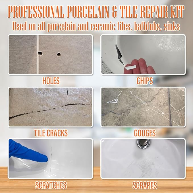 Porcelain Repair Kit White, Sink & Tub Repair Kit to Quickly Fix Tub Chips and - Image 3