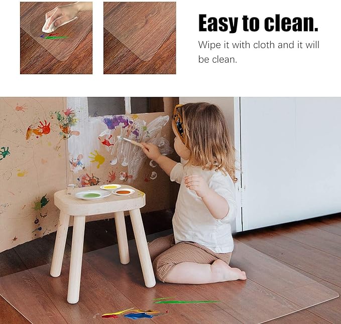 Kuyal Clear Chair mat for Hardwood Floor 44 x 58 inches Transparent Floor Mats - Image 4