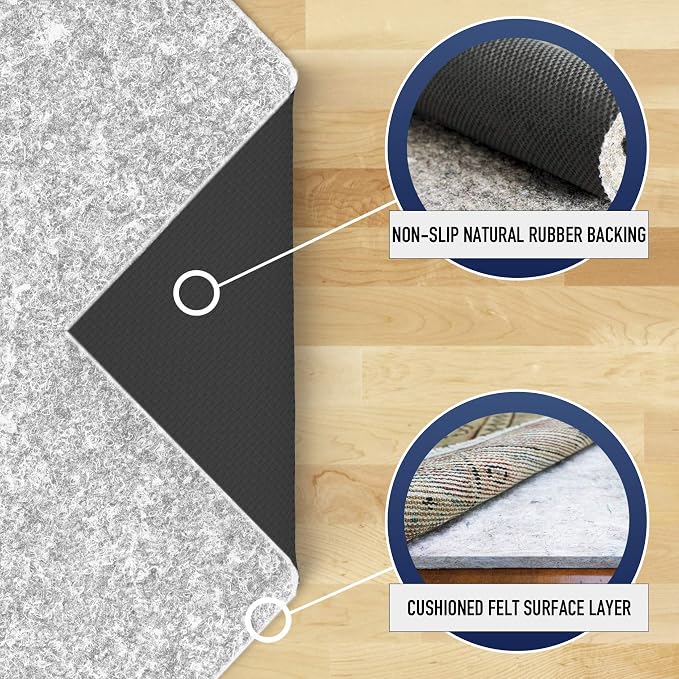 RUGPADUSA - Dual Surface - 9'x12' - 1/4" Thick - Felt + Rubber - Non-Slip - Image 3