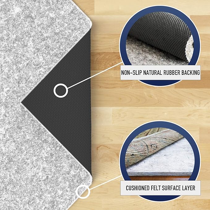 RUGPADUSA, 1/4" Thick, Felt + Rubber, Non-Slip Cushion Rug Pad, Also available - Image 3