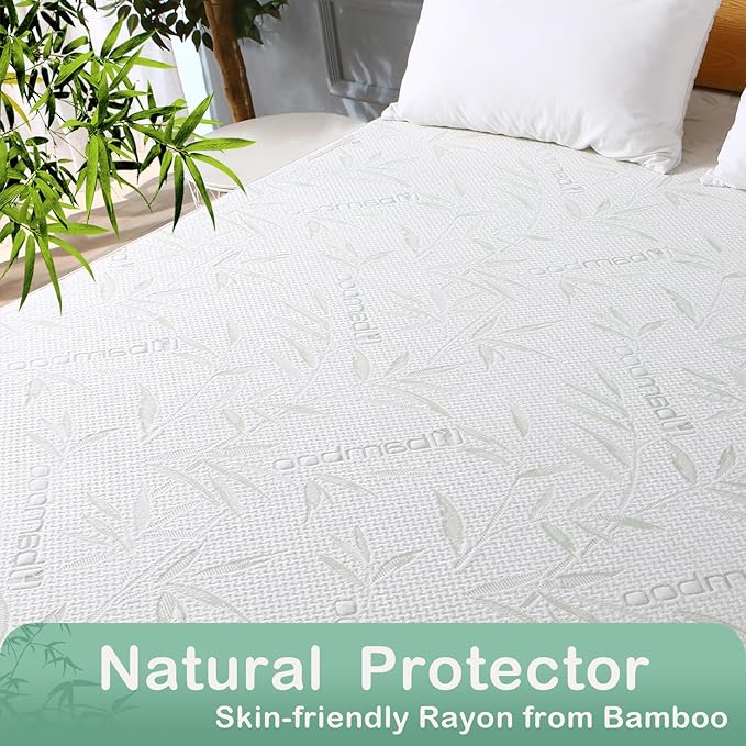 California King Mattress Protector Waterproof Mattress Pad Washable Bamboo - Image 2