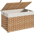 HOOBRO Storage Basket with Lid, 17.2 Gallon Wicker Basket, Handwoven Blanket by HOOBRO