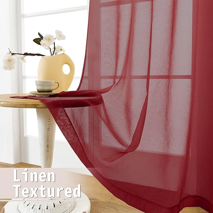Tollpiz Sheer Curtains Closet Linen Textured Curtain Sheers Doorway Light - Image 4