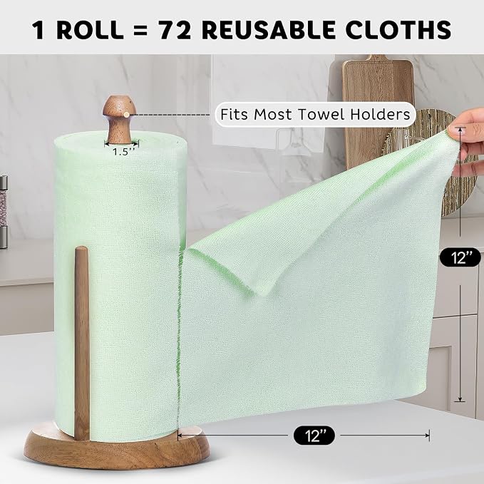 Matthew Microfiber Cleaning Cloth Roll 72Pack Reusable Paper Towels&Washable - Image 3