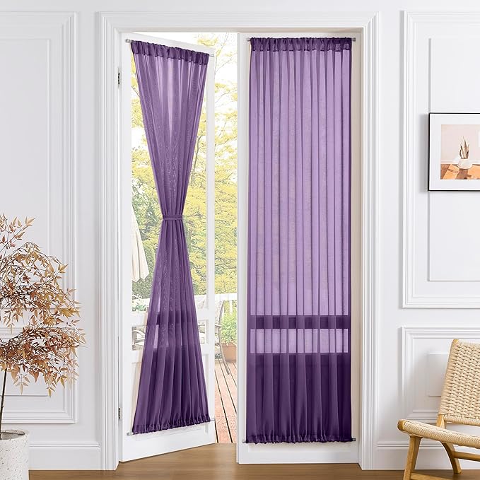 Tollpiz Sheer Door Curtain Closet Linen Textured Curtains Sheer Doorway Light by Tollpiz