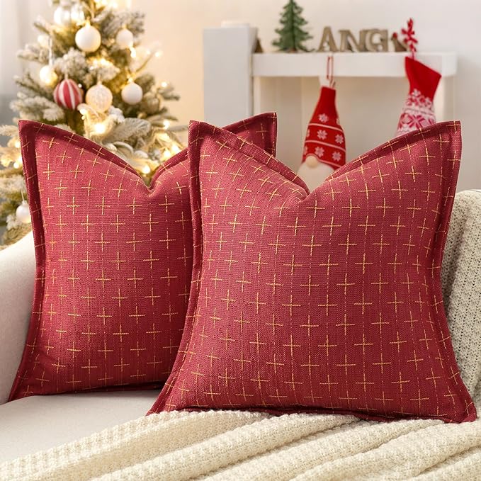 ZWJD Christmas Pillow Covers 18x18 Set of 2 Soft Polyester Textured Pillows by ZWJD