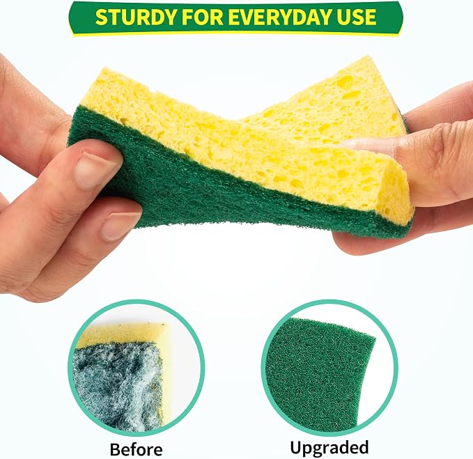 HOMERHYME Heavy Duty Cellulose Scrub Sponges, 12 Pack Dual-Sided Multipurpose - Image 3