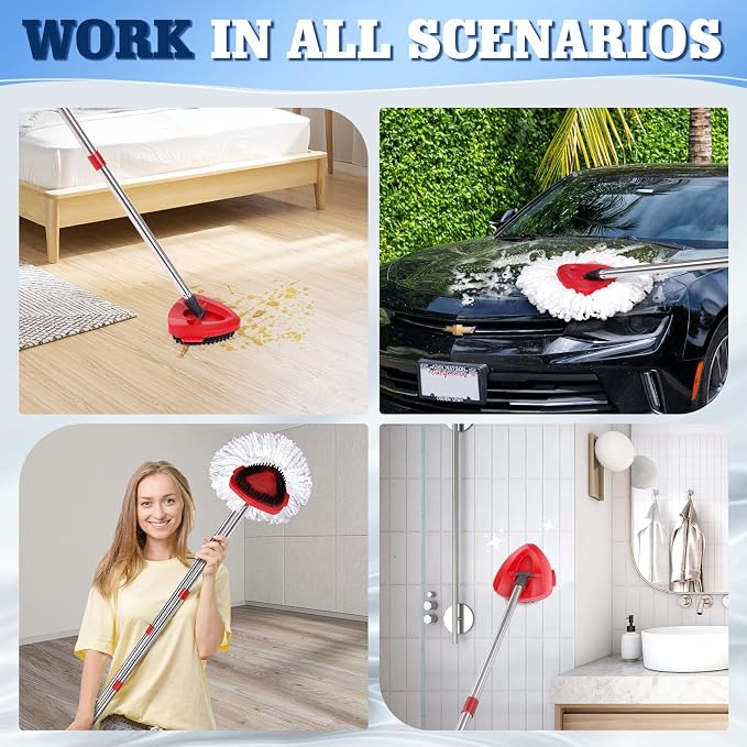 2 Pcs Mop Scrub Brush Head and 1 Mop Base Part Part Replacement Compatible - Image 5