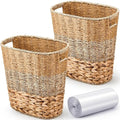 2 Pcs Wicker Trash Can with 50 Small Trash Bag Wicker Waste Woven Basket with by Ziliny