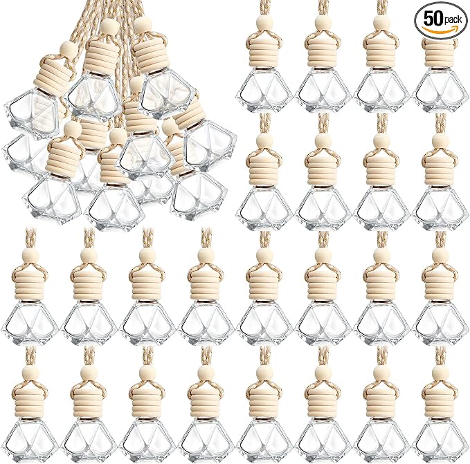 BBTO 50 Pcs Hanging Car Air Freshener Car Diffuser Bottles Empty Glass Perfume by BBTO