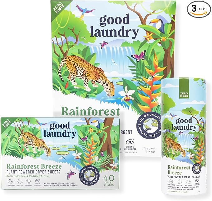 Good Laundry Rainforest Breeze Detergent Sheets, Scent Booster, & Dryer Sheet by GoodLaundry