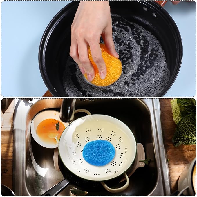 100 Pcs Plastic Scrubbers for Dishes, Round Pot Scrubbers for Kitchen Non - Image 5