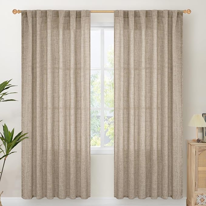 YoungsTex Dark Oatmeal Linen Curtains 78 Inch Length by YoungsTex
