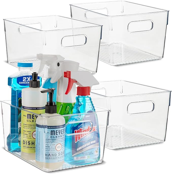 Plastic Food Storage 4 Pack Clear Container Bin by primebox