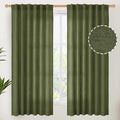 YoungsTex Olive Green Linen Curtains 63 Inch Length by YoungsTex