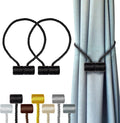 Hion Magnetic Curtain Tiebacks Black 2pcs, Curtain Tiebacks Buckles Holdbacks by Hion