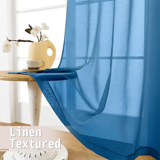Tollpiz Short Sheer Door Curtains Closet Linen Textured Curtains Sheer Doorway - Image 4