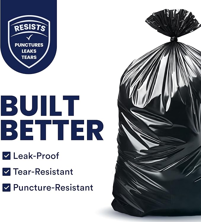 Plasticplace 55-60 Gallon Trash Bags │ 1.5 Mil │ Black Heavy Duty Garbage Can - Image 2