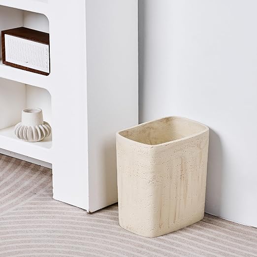 Polytree Natural Travertine Textures Bathroom Trash Can 1.8 Gallon Small - Image 3