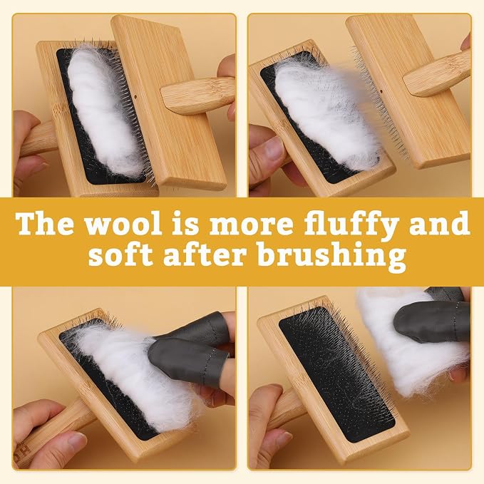 2 Pcs Large Wooden Wool Carders, Needle Felting Carding Brushes Tools - Image 4