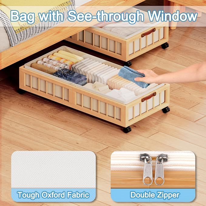 efluky 2-Pack Bamboo Under Bed Storage - Image 6