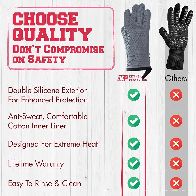 KITCHEN PERFECTION S Silicone Smoker Oven Gloves - Image 9