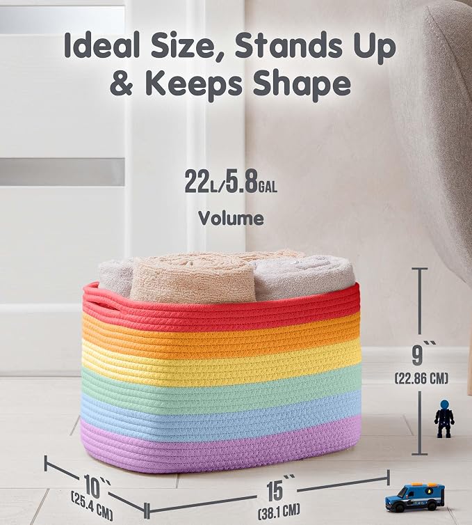 CHAT BLANC Rainbow Cotton Rope Baskets - Image 4