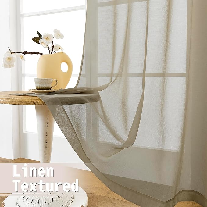 Tollpiz Small Sheer Door Curtain Closet Linen Textured Curtain Sheers Doorway - Image 4