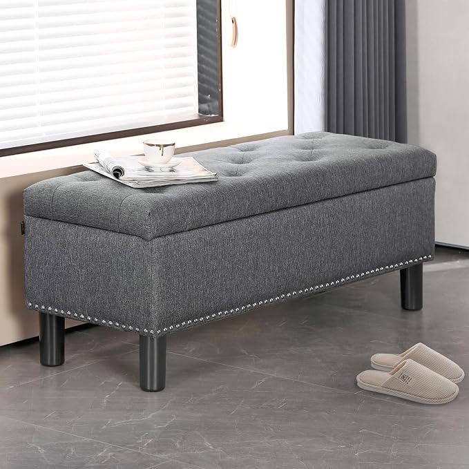 Furnimart 42.5 Inch Storage Ottoman Bench, Flip Top End of Bed Storage Bench by FurnimartFurniture