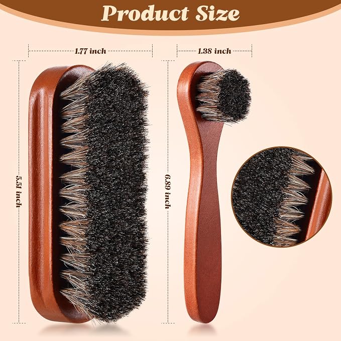 2 Pcs Horsehair Shine Shoes Brush Kit Polish Dauber Applicators Cleaning - Image 3