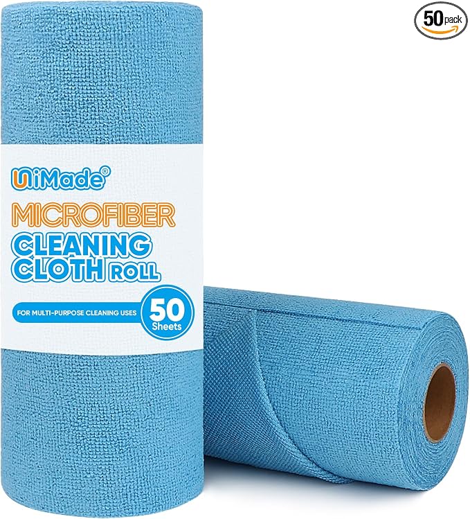 Microfiber Cleaning Cloth, 50 Sheets Shop Towels Commercial Grade Washcloths by Unimade