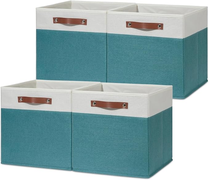 HNZIGE Fabric Storage Bins for Shelves 13x13 Storage Cubes Set Of 4 Foldable by HNZIGE
