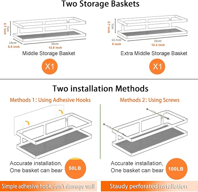 PUSDON Hanging Storage Baskets Organizer Wall Mount, Metal Wire Storage Bin Rack - Image 2
