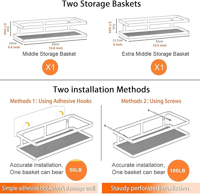 PUSDON Hanging Storage Baskets Organizer Wall Mount, Metal Wire Storage Bin Rack - Image 3